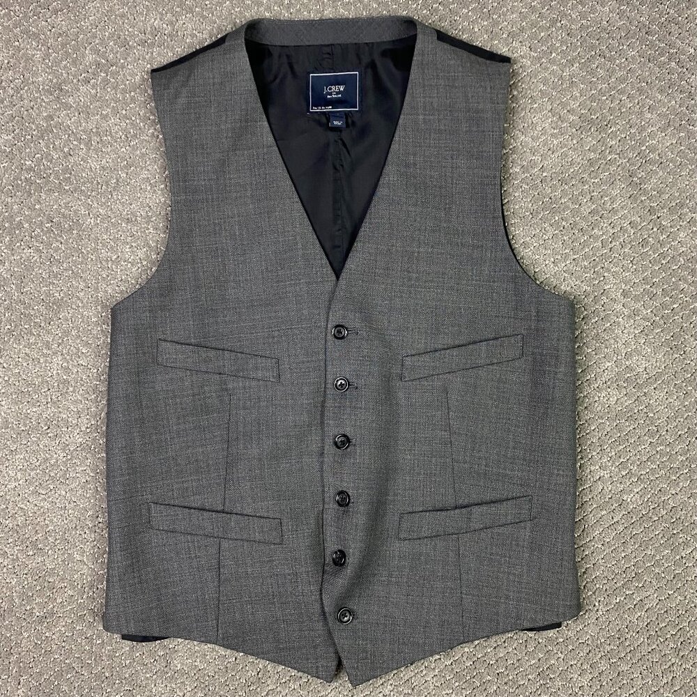 J. CREW Waistcoat Vest Men's Medium Wool Gray